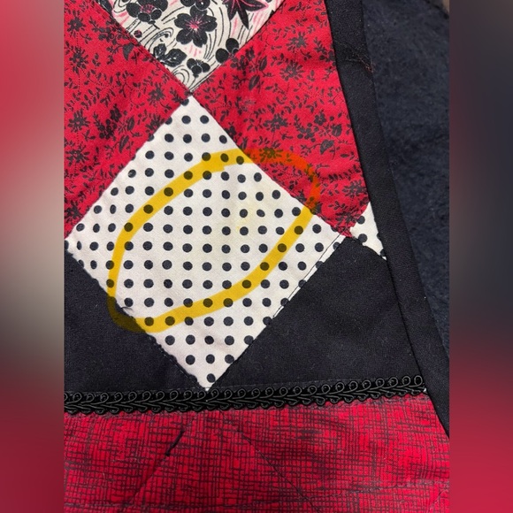 NEW? Handmade QUILTED Jacket XXL Cotton RED White BLACK - Picture 8 of 11